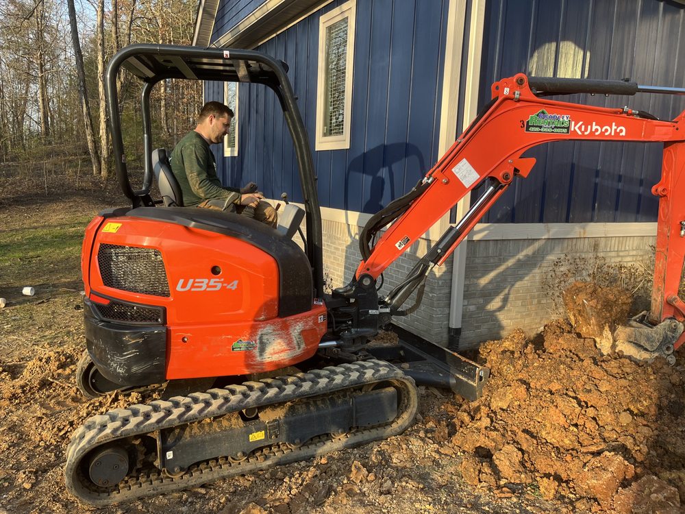 Mini-excavator on a job site